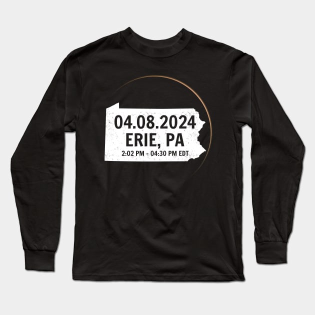 Pennsylvania Eria PA USA Total Solar Eclipse 2024 - Pennsylvania Long Sleeve T-Shirt by GosokanKelambu